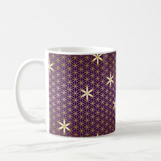 Blume des Lebens - nahtloses Muster - Gold Kaffeetasse (Links)