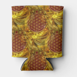 Blume des Lebens - nahtloses Muster - goldener Gla Dosenkühler