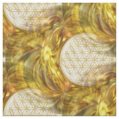 Blume des Lebens - nahtloses Muster - goldener Gla Stoff (Muster)