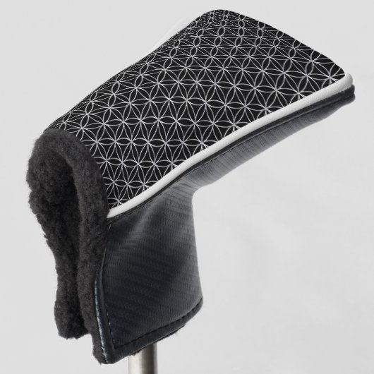 Blume des Lebens - nahtloses Muster - Silber Golf Headcover (3/4 Vorderseite)