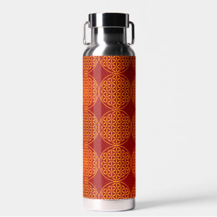 BLUME DES LEBENS - orange rotes Muster Trinkflasche