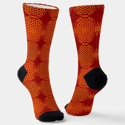 BLUME DES LEBENS - orangefarbenes Muster Socken (Gewinkelt)