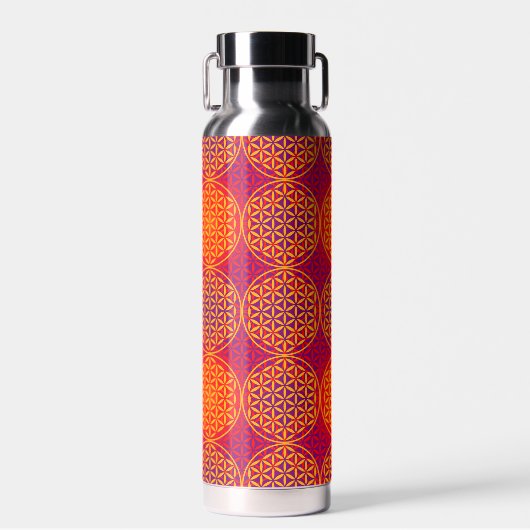 BLUME DES LEBENS - orangefarbenes Muster Trinkflasche (Vorne)