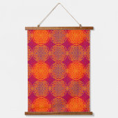 BLUME DES LEBENS - orangefarbenes Muster Wandteppich Mit Holzrahmen (Vorderseite)