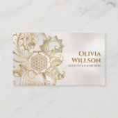 Blume des Lebens Ornament - Perle und Gold Visitenkarte (Vorderseite)