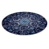 Blume des Lebens Ornament - Silberblau Schneidebrett (Ecke)