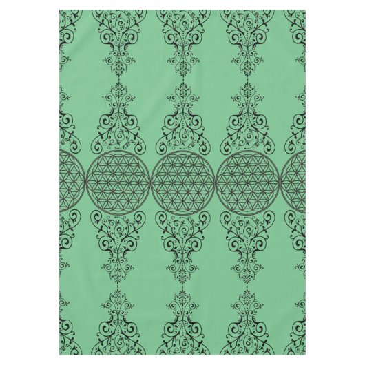 Blume des Lebens - Ornamente schwarz I + dein Back Tischdecke (Vorderseite)