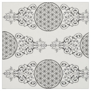 Blume des Lebens - Ornamente schwarz I Stoff