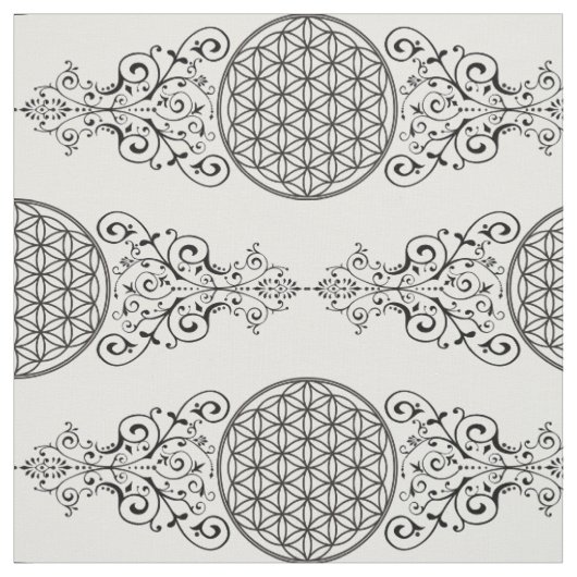 Blume des Lebens - Ornamente schwarz I Stoff (Muster)