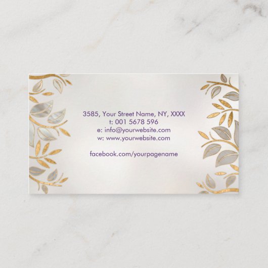 Blume des Lebens - Perle und Gold Visitenkarte (Rückseite)