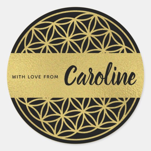 Blume des Lebens personalisierte Aufkleber Gold & (Vorderseite)