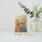 *~* Blume des Lebens QR AP92 Reiki Sacred Gold Visitenkarte (Stehend Vorderseite)
