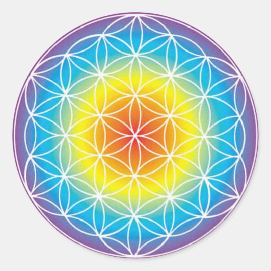 Blume des Lebens ~ Regenbogen Runder Aufkleber (Vorderseite)