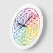 Blume des Lebens - Regenbogenuhr Große Wanduhr (Winkel)