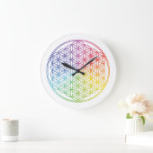 Blume des Lebens - Regenbogenuhr Große Wanduhr (Zuhause)