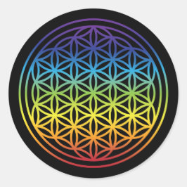 Blume des Lebens - Regenbogenversion Runder Aufkleber