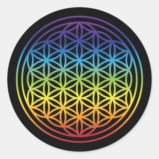 Blume des Lebens - Regenbogenversion Runder Aufkleber (Vorderseite)
