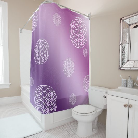 Blume des Lebens rosa und lila Duschvorhang (Beispiel)