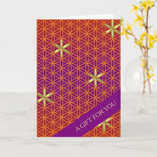 BLUME des Lebens - Rotgoldmuster Karte (Gelbe Blume)