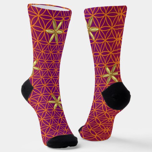 BLUME des Lebens - Rotgoldmuster Socken (Gewinkelt)