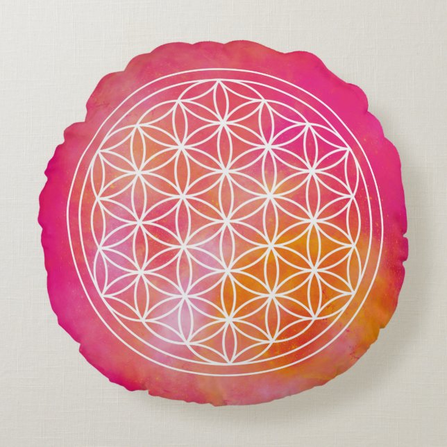 Blume des Lebens Rundes Kissen (Vorderseite)