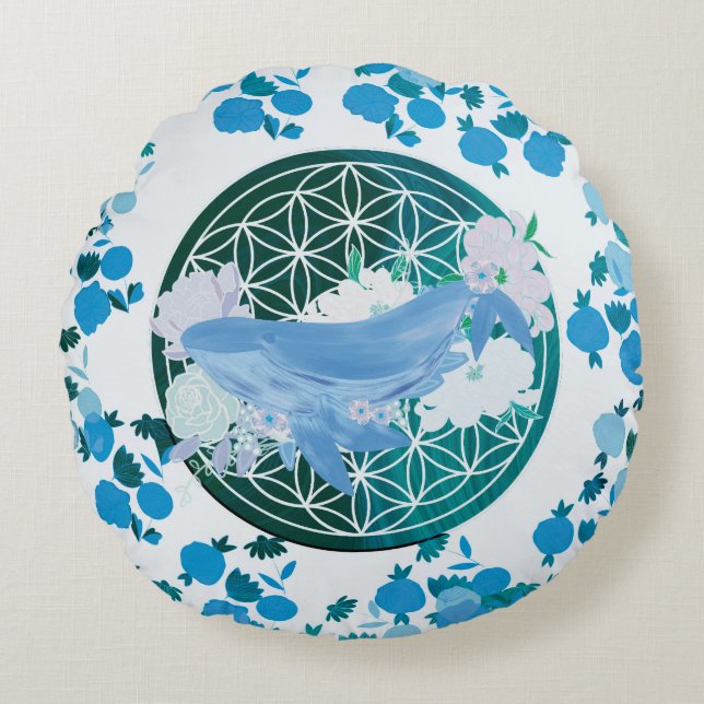 Blume des Lebens Rundes Kissen (Vorderseite)