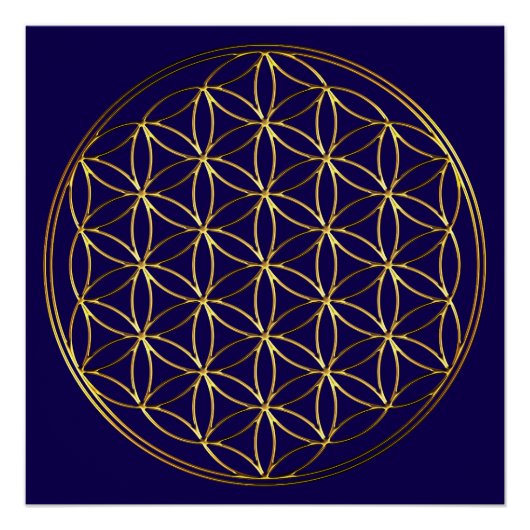 BLUME DES LEBENS - Sacred Geometry Symbol gold 2 Poster (Vorderseite)