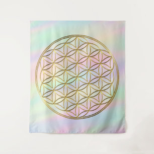 BLUME DES LEBENS - Sacred Geometry Symbol gold 2 Wandteppich