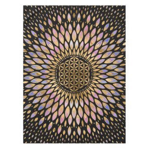 Blume des Lebens - sanfte Pastelle und Gold Tischdecke