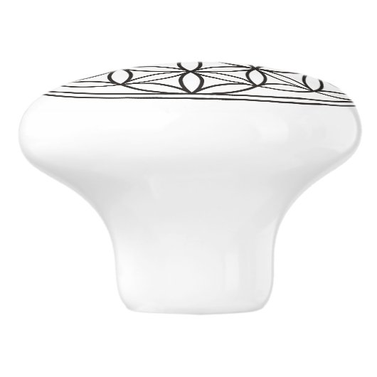 Blume des Lebens - schlicht schwarz + Hintergrund Keramikknauf (Seitenansicht)