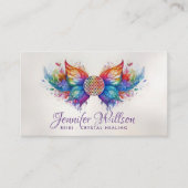 Blume des Lebens Schmetterling - farbenfroher Ener Visitenkarte (Vorderseite)