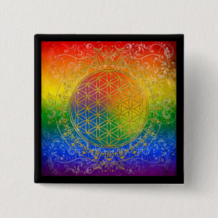 Blume des Lebens - Schmuckgold Button