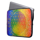 Blume des Lebens - Schmuckgold Laptopschutzhülle (Vorderseite Links)