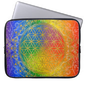 Blume des Lebens - Schmuckgold Laptopschutzhülle (Vorderseite)