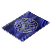 BLUME DES LEBENS - silber + blaue Wellen Notizblock (Linke Seite)