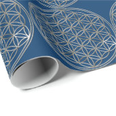 Blume des Lebens - Silber Geschenkpapier (Rolleneckpunkt)