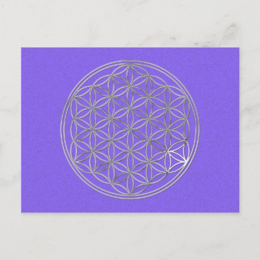 Blume des Lebens | Silber, lila Spritzer Postkarte (Vorderseite)