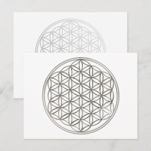 BLUME DES LEBENS - silber Postkarte (Vorne/Hinten)