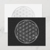 Blume des Lebens | silber, schwarzer Spritzer Postkarte (Vorne/Hinten)
