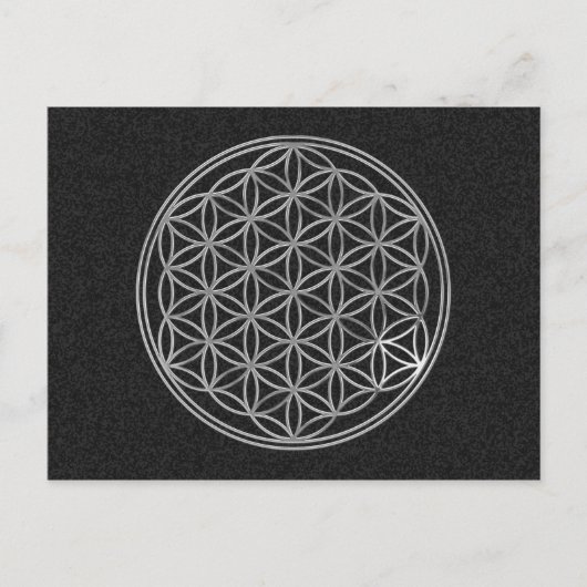 Blume des Lebens | silber, schwarzer Spritzer Postkarte (Vorderseite)