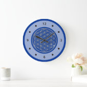 BLUME DES LEBENS - Silber - Zeigeanzahl Große Wanduhr (Zuhause)