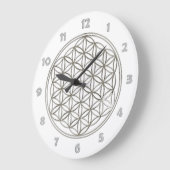 BLUME DES LEBENS - Silber + Ziffernblattzahlen Große Wanduhr (Winkel)