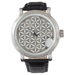 Blume des Lebens - silbergelb Armbanduhr