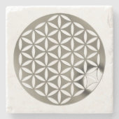 Blume des Lebens - Silbergelocht Steinuntersetzer (Vorderseite)