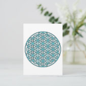 Blume des Lebens Single Türkis Postkarte (Stehend Vorderseite)