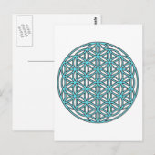 Blume des Lebens Single Türkis Postkarte (Vorne/Hinten)