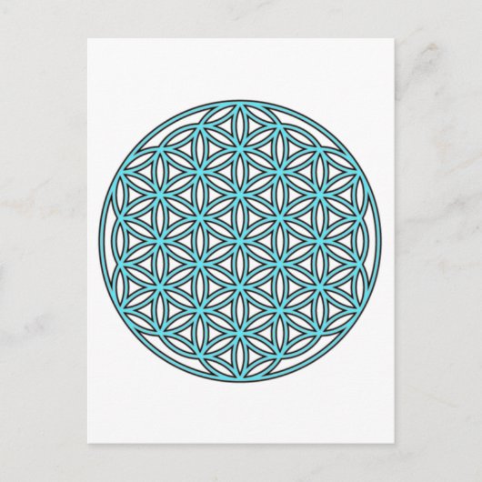 Blume des Lebens Single Türkis Postkarte (Vorderseite)