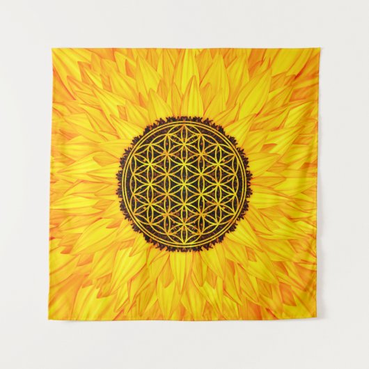 Blume des Lebens - Sonnenblume #1 Wandteppich (Vorderseite)