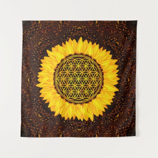 Blume des Lebens - Sonnenblume #2 Wandteppich (Vorderseite (Horizontal))