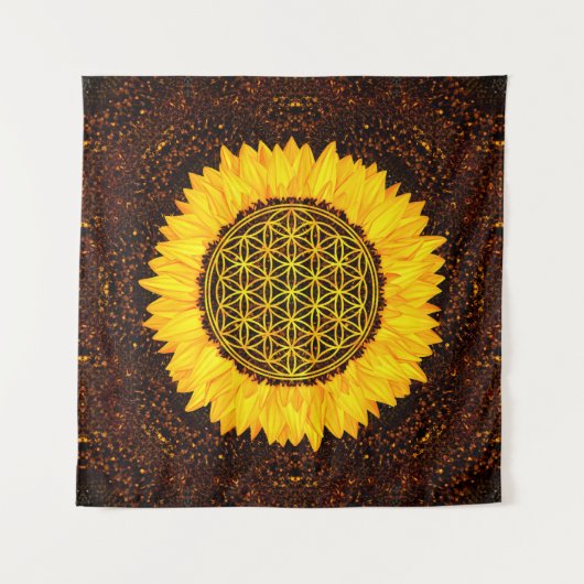 Blume des Lebens - Sonnenblume #2 Wandteppich (Vorderseite)